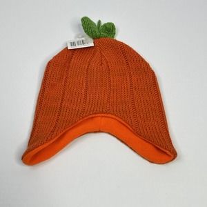 NWT Knit Pumpkin Halloween Hat Fleece Lined Youth Size One Size Fits Most‎
